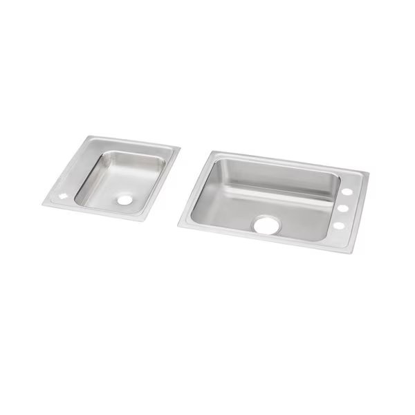 Lustertone Stainless Steel 41 X 19-1/2 X 4 Double Bowl Top Mount Classroom Ada Sink, Elkay, Mfr#: DRKAD2411940L4